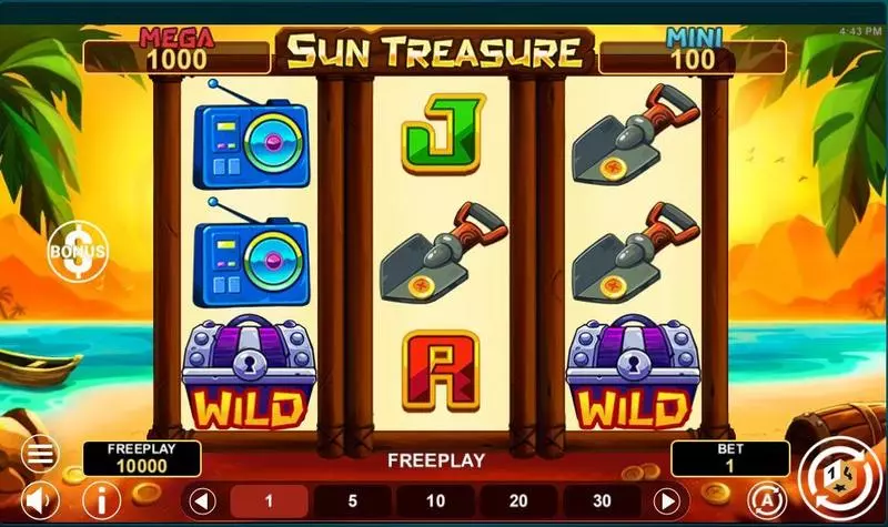 Sun Treasure  Real Money Slot made by 1Spin4Win - Main Screen Reels