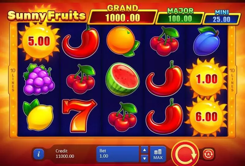 Sunny Fruits Hold and win  Real Money Slot made by Playson - Main Screen Reels