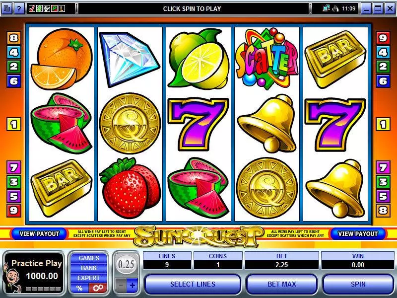 SunQuest  Real Money Slot made by Microgaming - Main Screen Reels