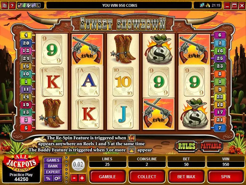 Sunset Showdown  Real Money Slot made by Microgaming - Main Screen Reels