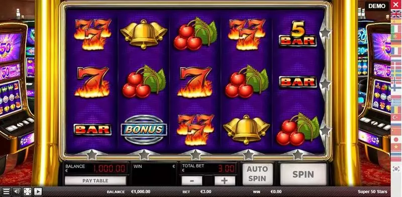Super 50 Stars  Real Money Slot made by Red Rake Gaming - Main Screen Reels