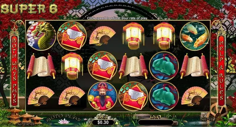 Super 6  Real Money Slot made by RTG - Main Screen Reels