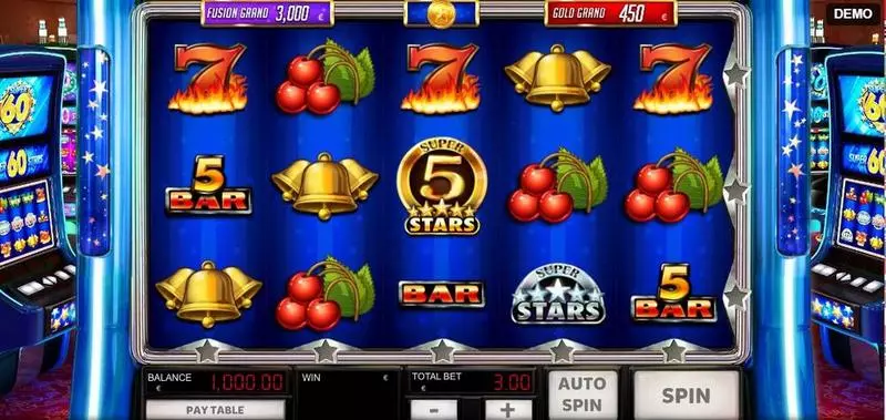 Super 60 Stars  Real Money Slot made by Red Rake Gaming - Main Screen Reels