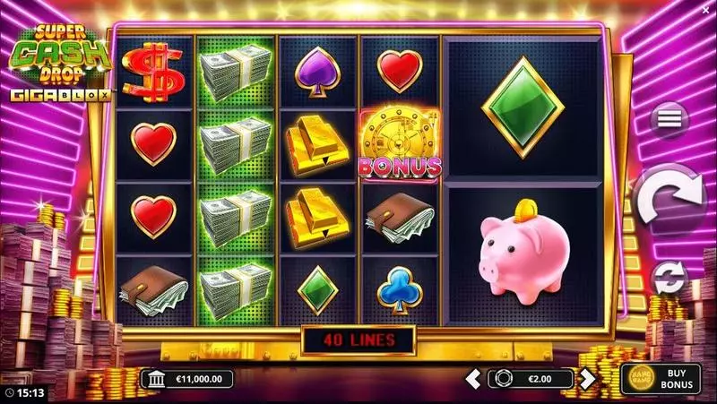 Super Cash Drop Gigablox  Real Money Slot made by Bang Bang Games - Main Screen Reels