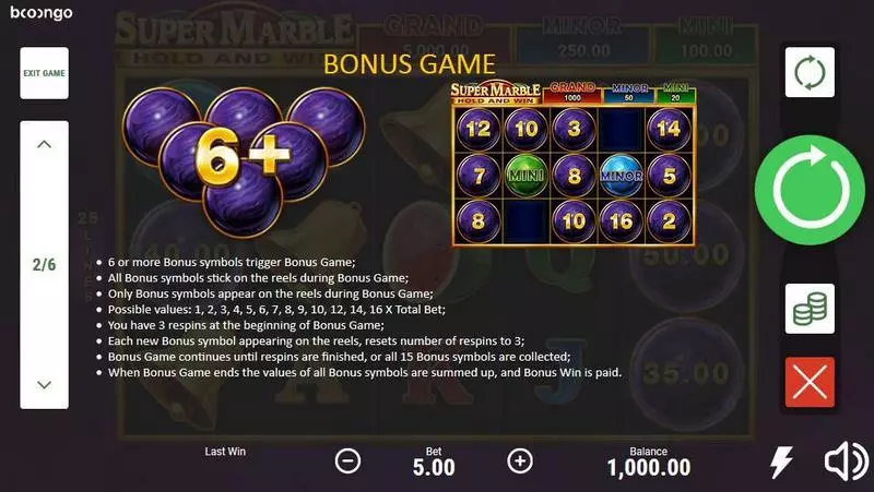 Super Marble  Real Money Slot made by Booongo - Bonus 1