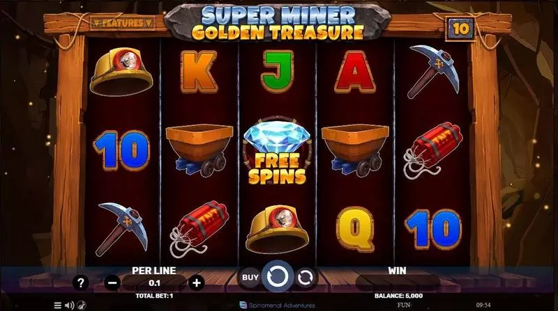 Super Miner – Golden Treasure  Real Money Slot made by Spinomenal - Main Screen Reels