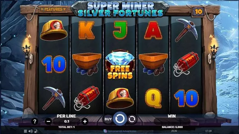 Super Miner – Silver Fortunes  Real Money Slot made by Spinomenal - Main Screen Reels