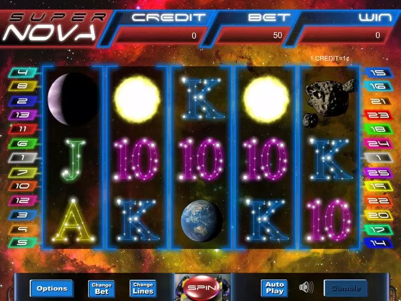 Super Nova  Real Money Slot made by Eyecon - Main Screen Reels