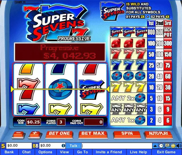 Super Sevens  Real Money Slot made by Leap Frog - Main Screen Reels