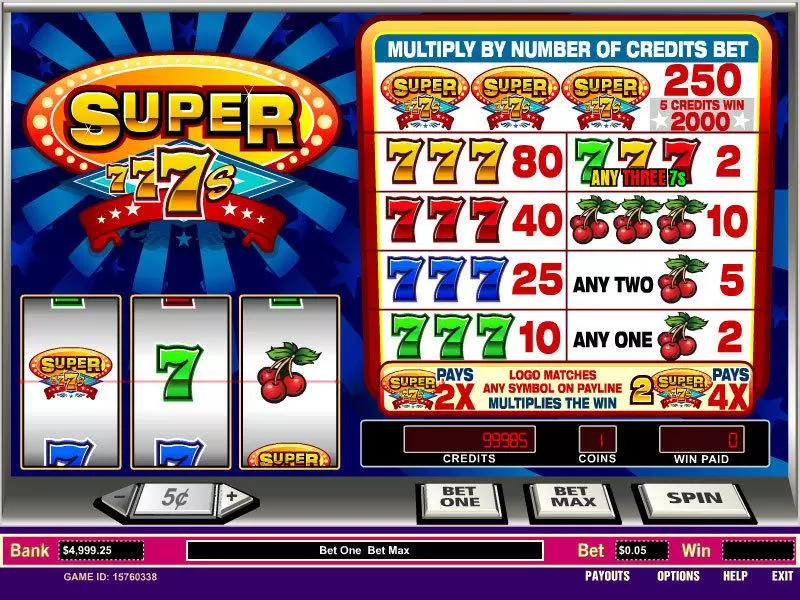 Super Sevens  Real Money Slot made by Parlay - Main Screen Reels