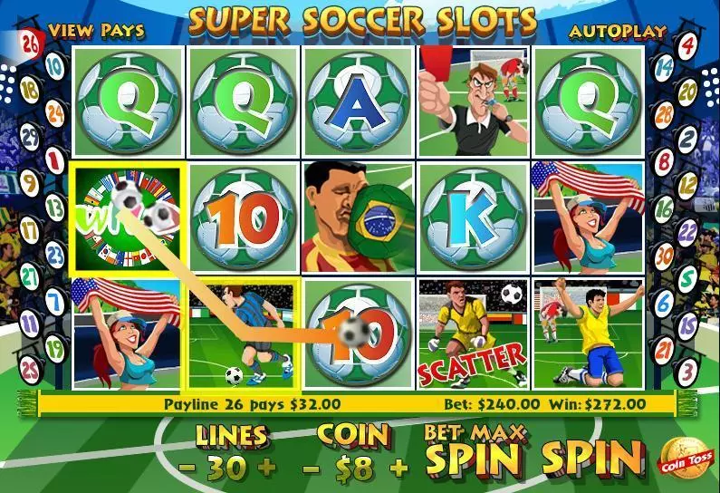 SUper Soccer Slots  Real Money Slot made by WGS Technology - Main Screen Reels