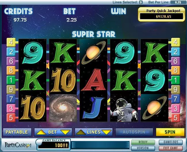 Super Star  Real Money Slot made by bwin.party - Main Screen Reels