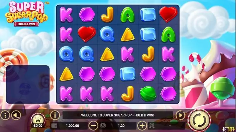 Super Sugar Pop - HOLD and WIN  Real Money Slot made by BetSoft - Main Screen Reels