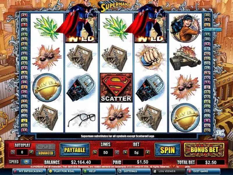 Superman  Real Money Slot made by Amaya - Main Screen Reels