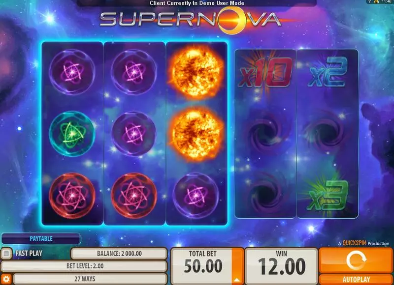 Supernova  Real Money Slot made by Quickspin - Main Screen Reels