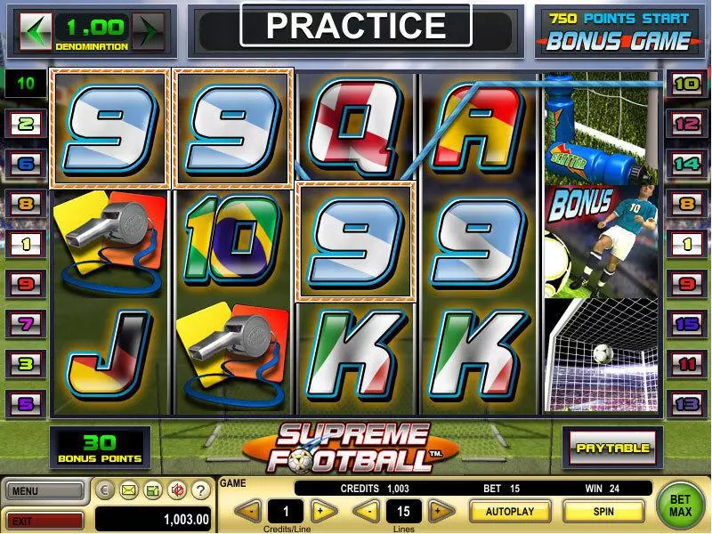 Supreme Football  Real Money Slot made by GTECH - Main Screen Reels