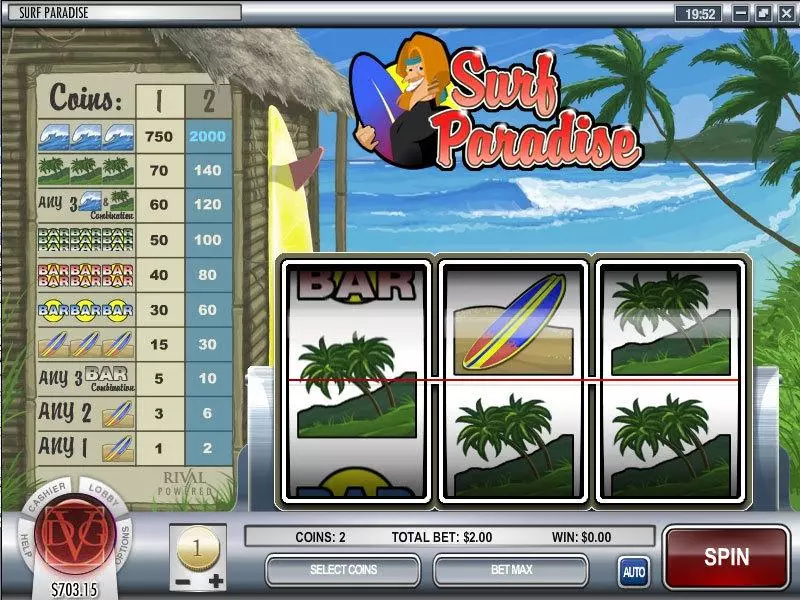 Surf Paradise  Real Money Slot made by Rival - Main Screen Reels