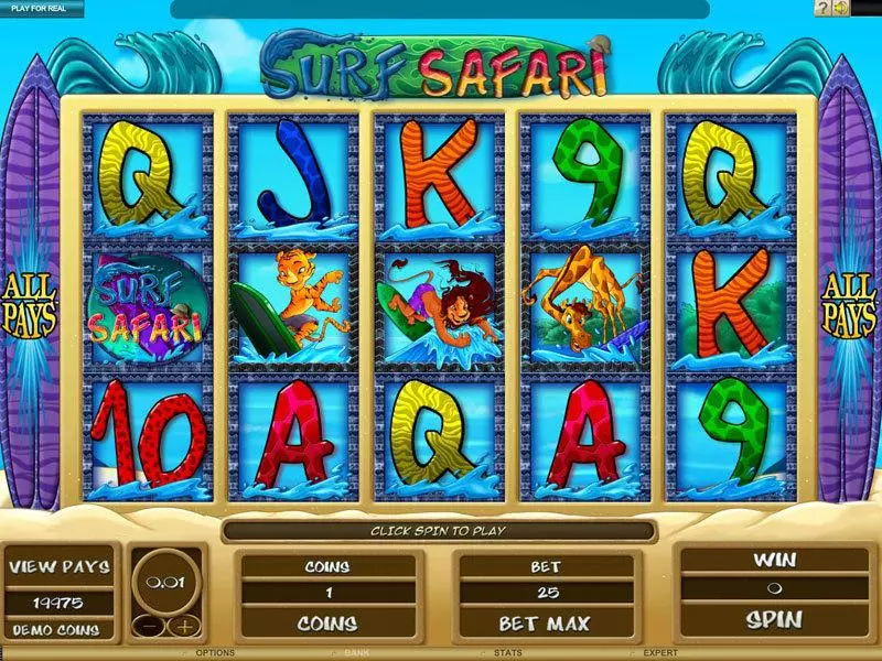 Surf Safari  Real Money Slot made by Genesis - Main Screen Reels