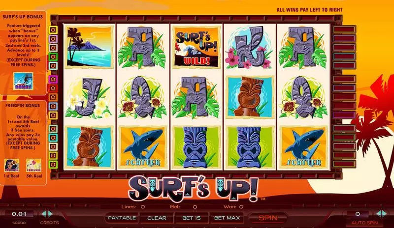 Surf's Up  Real Money Slot made by Amaya - Main Screen Reels