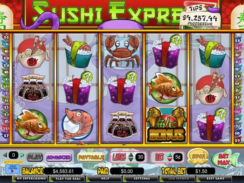 Sushi Express  Real Money Slot made by CryptoLogic - Main Screen Reels