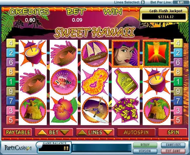 Sweet Hawaii  Real Money Slot made by bwin.party - Main Screen Reels