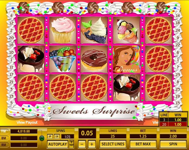 Sweet Surprise 25 Lines  Real Money Slot made by Topgame - Main Screen Reels