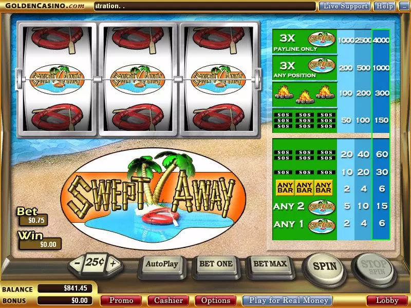 Swept Away  Real Money Slot made by WGS Technology - Main Screen Reels