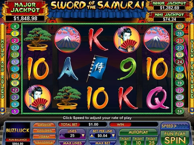 Sword of the Samurai  Real Money Slot made by NuWorks - Main Screen Reels