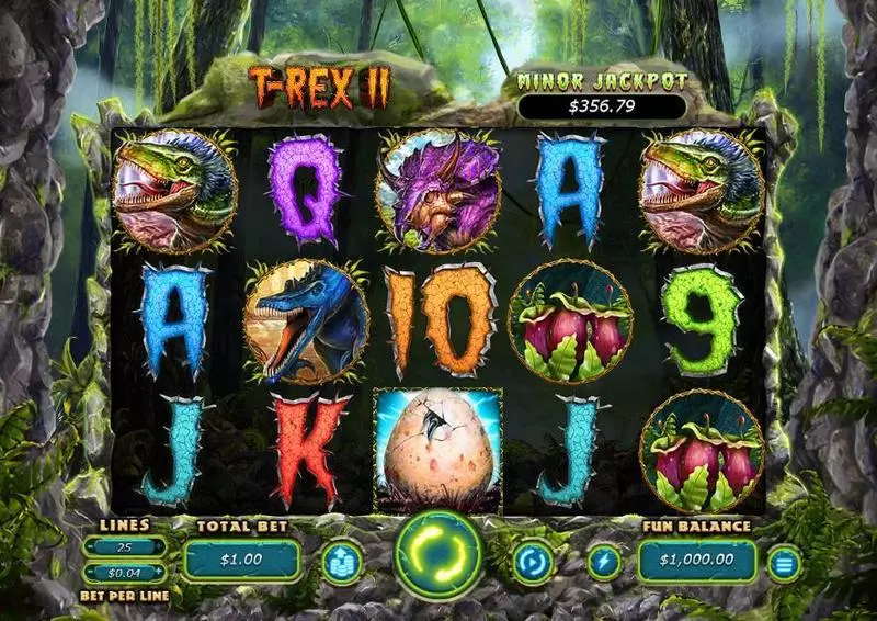 T-Rex II  Real Money Slot made by RTG - Main Screen Reels