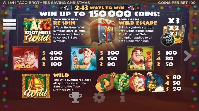 Taco Brothers Saving Christams  Real Money Slot made by Elk Studios - Info and Rules