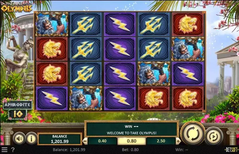 Take Olympus  Real Money Slot made by BetSoft - Main Screen Reels