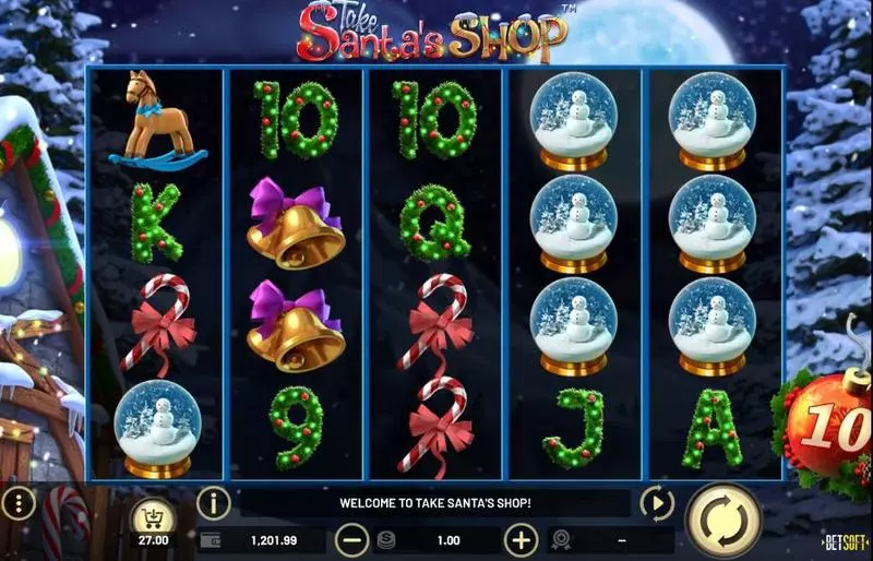 Take Santa’s Shop  Real Money Slot made by BetSoft - Main Screen Reels