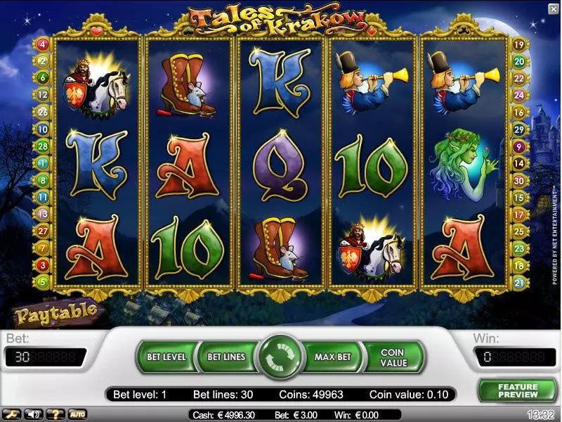 Tales of Krakow  Real Money Slot made by NetEnt - Main Screen Reels