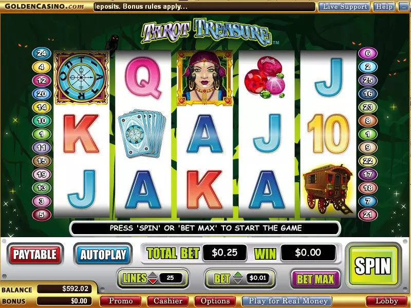 Tarot Treasure  Real Money Slot made by WGS Technology - Main Screen Reels