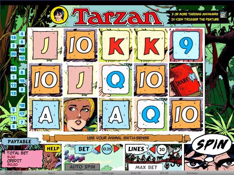 Tarzan  Real Money Slot made by bwin.party - Main Screen Reels