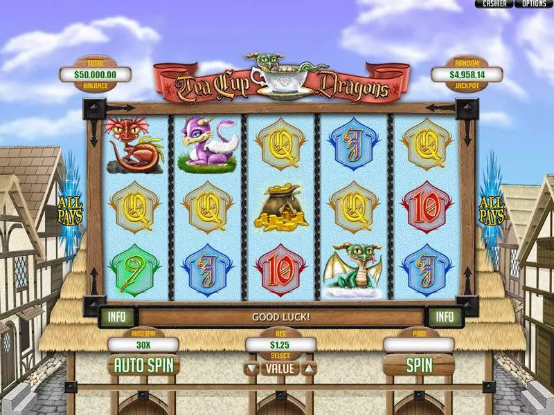 Tea Cup Dragons  Real Money Slot made by RTG - Main Screen Reels