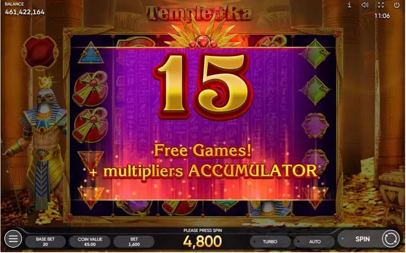 Temple of Ra  Real Money Slot made by Endorphina - Free Spins Feature