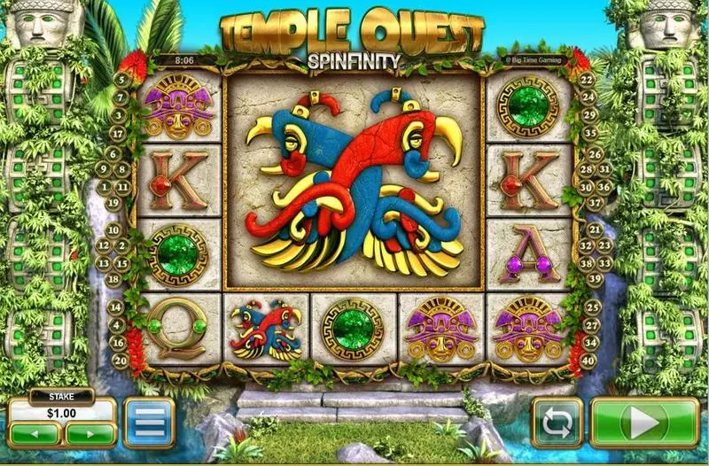 Temple Quest Spinfinity  Real Money Slot made by Big Time Gaming - Main Screen Reels