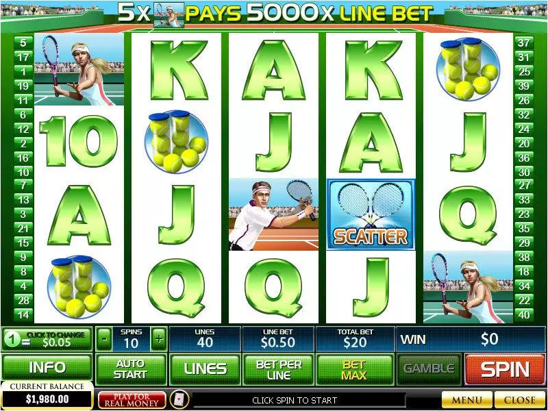 Tennis Stars  Real Money Slot made by PlayTech - Main Screen Reels