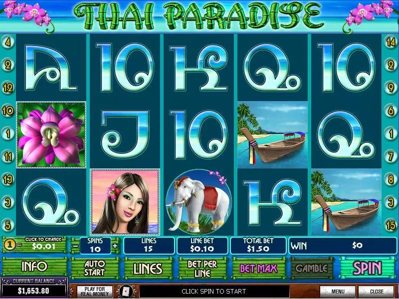 Thai Paradise  Real Money Slot made by PlayTech - Main Screen Reels