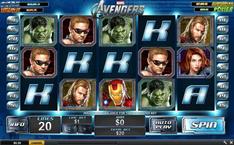 The Avengers  Real Money Slot made by PlayTech - Main Screen Reels