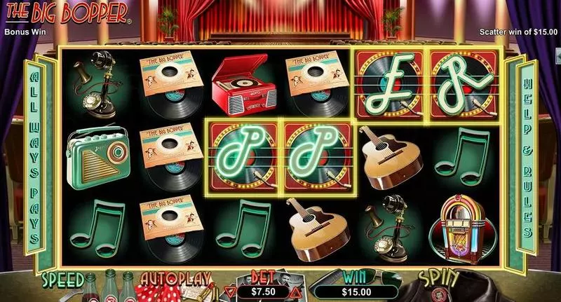 The Big Bopper  Real Money Slot made by RTG - Main Screen Reels
