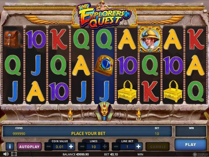 The Explorer's Quest  Real Money Slot made by Zeus Play - Main Screen Reels