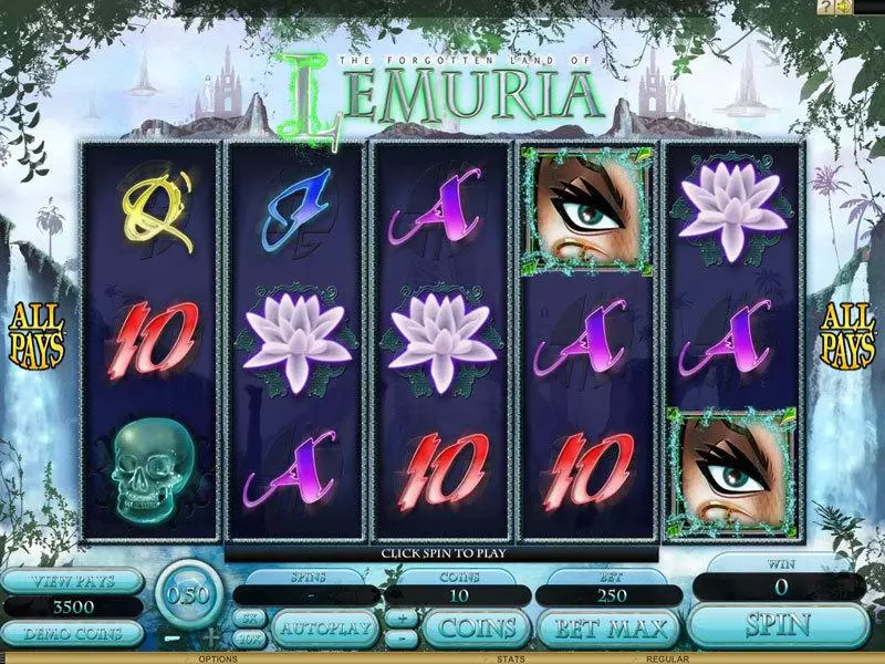 The Forgotten Land of Lemuria  Real Money Slot made by Genesis - Main Screen Reels