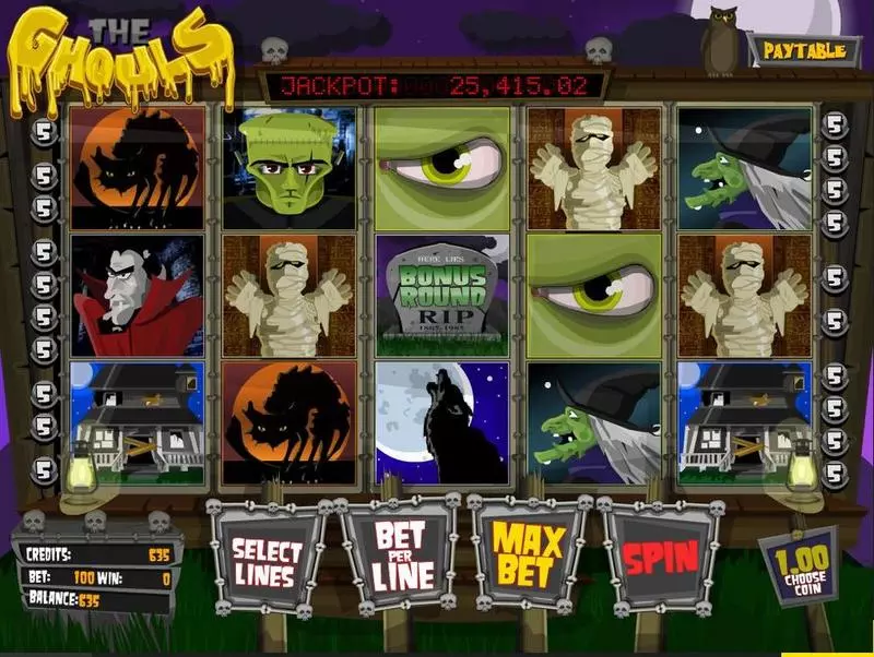 The Ghouls  Real Money Slot made by BetSoft - Introduction Screen