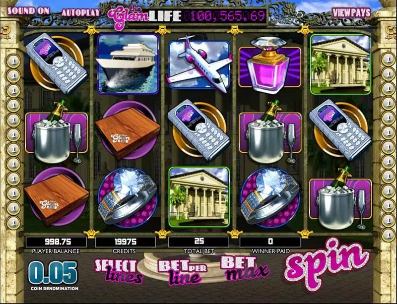 The Glam Life  Real Money Slot made by BetSoft - Main Screen Reels