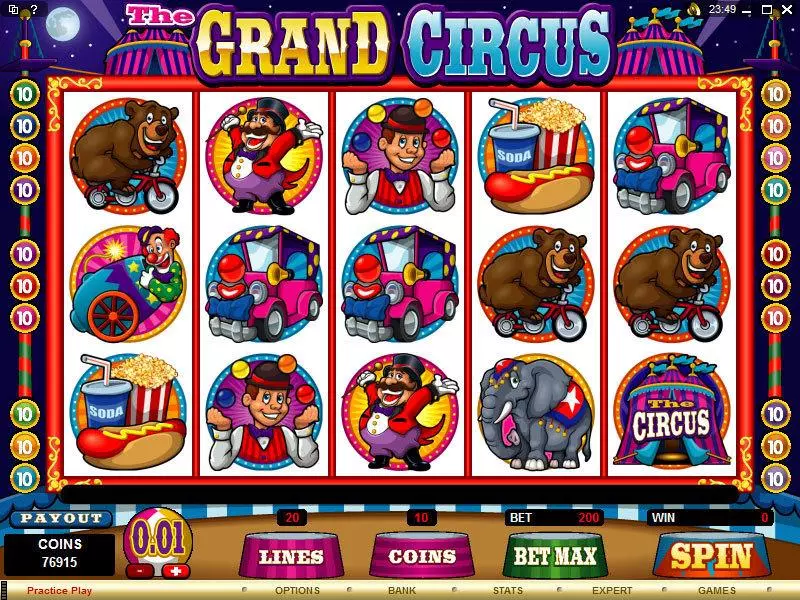 The Grand Circus  Real Money Slot made by Microgaming - Main Screen Reels