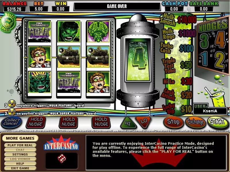 The Hulk  Real Money Slot made by CryptoLogic - Main Screen Reels