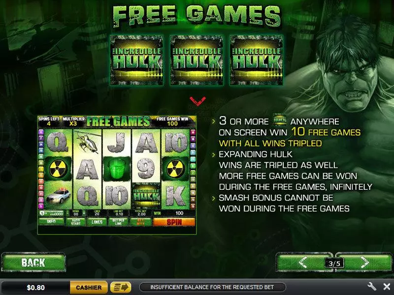 The Incredible Hulk 50 Line  Real Money Slot made by PlayTech - Bonus 2