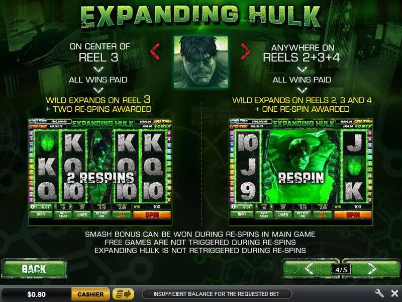 The Incredible Hulk 50 Line  Real Money Slot made by PlayTech - Bonus 3